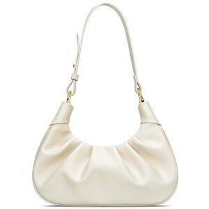 Mini Hobo Shoulder Bag Elegant Ruched Leather Detachable Chain Crossbody Purse